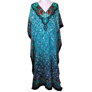 Miss Lavish London Women's Mrs Roper Romp Artsy Paisley Kaftan Mumu Dress 20/24